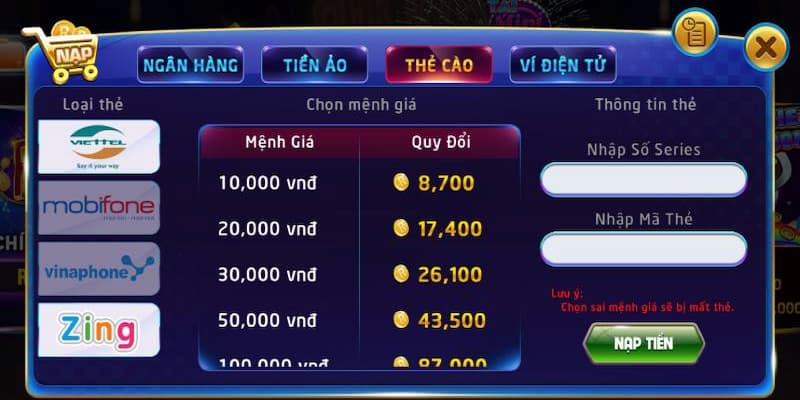 Hướng dẫn từng bước nạp tiền rikvip thành công